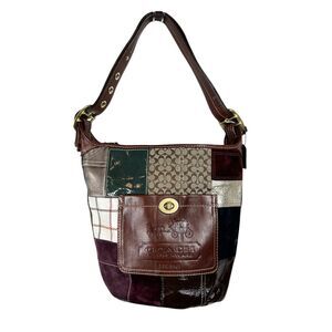 Vtg Coach Bleeker patchwork leather hobo bag 11356 suede signature logo Y2K